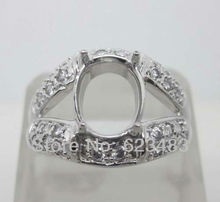 Овальное кольцо для помолвки, 10x12 мм, твердое, 14 k, белое золото, натуральный алмаз, полукрепление 2024 - купить недорого