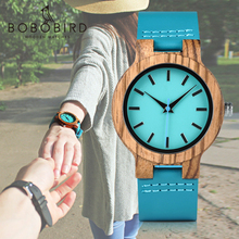 BOBO BIRD Classic Zebra Wood Watch For Men Women Indigo Blue Design Quartz Watch Two Optiom Case Size 33mm and 45mm 2024 - buy cheap