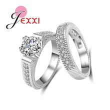 Charm Classic Cubic Zircon Wedding Ring 925 Sterling Silver Engagement Finger Ring Set For Women Bridal Jewelry Rings Set 2024 - buy cheap