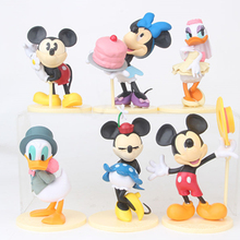 Disney Mais Novo Hot 6 pçs/set 12cm Mickey Mouse Pato Donald Minnie Bonito Dos Desenhos Animados Figuras de Ação Brinquedos Infantis Melhores Presentes 2024 - compre barato