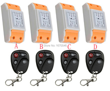 Controle de rádio sem fio ac220v 1ch, interruptor 315 mhz 433 mhz, 4 transmissores + 4 receptores, rf