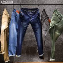 QMGOOD 2018 Spring Summer Men Slim Jeans Brand Fashion Casual Trousers Men Straight Denim Pants High Quality Male Skinny Jeans 2024 - buy cheap