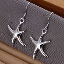 Hot Sale!!Free Shipping jewelry silver plated   Earring,Fashion jewelry silver plated Jewelry Lovely Seastar Earrings SMTE062 2024 - buy cheap