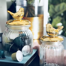 Nordic Golden Bird Glass Sealed Tank Storage Jars Candy Snack Cans Storage Jars With Hand Gifts Sundries Storage Tank 2024 - buy cheap