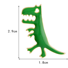Cartoon Green Dinosaur Tyrannosaurus Rex Brooch Button Pins Denim Jacket Pin Badge For Bag Cute Animal Jewelry Gift For Kids 2024 - buy cheap