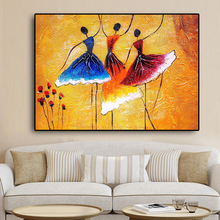 African Woman Vintage Ballerina Girl Flower Oil Painting on Canvas Posters and Prints Cuadros Wall Art Picture for Living Room 2024 - buy cheap