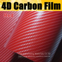 Высококачественная красная 4D виниловая пленка из углеродного волокна без пузырей воздуха для украшения автомобиля с размером: 4/8/12/16/20/24/X60/лот 2024 - купить недорого