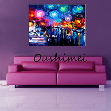 Handmade Starry Sky Landscape Oil Painting Picture Modern Wall Paintings On Canvas Pictures For Room Decor Painting 2024 - buy cheap