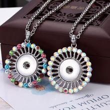 New Snap Jewelry Crystal Round Flower Pendants Snap Button Necklace with Chains Fit 18mm Snap Button Jewelry for Women 2024 - buy cheap