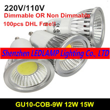100pcs LED Bulb Light GU10 9W 12W 15W COB LED Spotlight 85-265V Warm White/Cold White led Spot Light lamp DHL Free 2024 - buy cheap