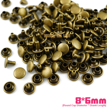 600 set 8*6mm Antique Brass Double Cap Round Rapid Rivet Leathercraft Rivet 2024 - buy cheap