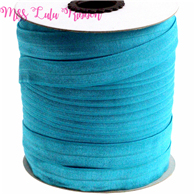 50 yards 5/8"16mm solid color matt fold over elastic ribbon color tornado blue foe handmade headband hair bows gift wrap 2024 - buy cheap