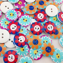 New 25/50pc European Style Flowers Wood Buttons 20mm Sewing Mix Lots WB182 2024 - buy cheap