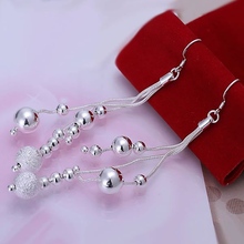 Free Shipping!!Wholesale 925 jewelry silver plated  Earring,silver plated   Fashion Jewelry,Three Line Beads Earrings SMTE006 2024 - buy cheap