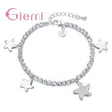 Trendy 925 Sterling Silver  Glittering Round Circle Chain Link Strand Bracelets for Women Starfish Jewelry Lovely Bijoux 2024 - buy cheap