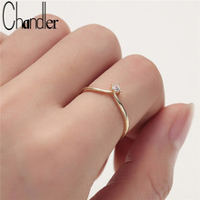 Женское кольцо с кристаллом Chandler, тонкое золотое/белое кольцо с кристаллом из циркония 2024 - купить недорого