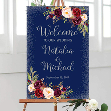 Personalized Welcome To Our Wedding Welcome Sign Navy Welcome Wedding Sign Large Welcome Sign Burgundy Wood Plaque 2024 - buy cheap