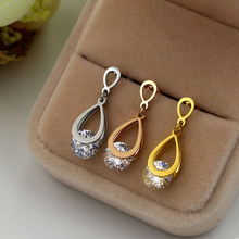 Martick Europe Brand Water Shape Earrings Short Style Drop Earrings With Big Shining Cubic Woman Fashion Jewelry E189 2024 - buy cheap