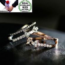 OMHXZJ-Anillo de plata esterlina 925 para mujer y niña, sortija de boda con lazo de oro rosa, circonia AAA, circonita, RR225 2024 - compra barato