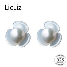 LicLiz New Fashion 925 Sterling Silver Stud Earring for Women Flower Design White Pearl Earrings White Gold Color Jewelry LE0461 2024 - buy cheap