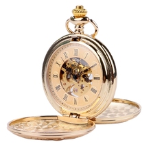 Luxury Gold/Silver Antique Steampunk Skeleton Mechanical Fob Pocket Watch Double Open Side Roman Numbers Reloj De Bolsillo Gifts 2024 - buy cheap