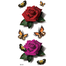Amazing 3d Butterfly Flash Tattoo Sticker Temporary Body Art, 19*9cm Waterproof Henna Tatoo Summer flower Tatto sticker 2024 - купить недорого