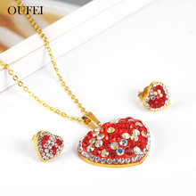 OUFEI Red Heart Necklace Earrings Set Stainless Steel Jewelry Woman Vogue 2019 Jewelry Sets Accessories Bohemian 2024 - buy cheap