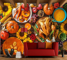 Custom Papel de parede 3d, flowers and food murals for restaurant hotel kitchen background decoration wallpaper 2024 - buy cheap