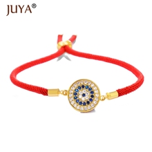 JUYA-Cadena de mano de cuerda negra y roja para hombre y mujer, accesorio ajustable de cobre con circonita, Ojo de gallo, regalo 2024 - compra barato