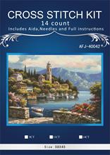 oneroom New Scenic harbor town seaside Embroidery Crafts Needlework 14CT Unprinted Arts Cross Stitch Kits DMC DIY Quality 2024 - buy cheap