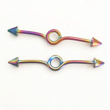 Piercing de acero inoxidable para el cuerpo, 2 uds., 45mm, color flecha, círculo largo Industrial, barra 2024 - compra barato