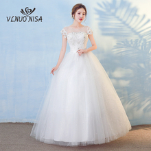 New Fashion Simple Lace Wedding Dress with Elegant Appliques Sequined Backless Lace Up Plus size Bride Gown Cheap Vestido de 2024 - buy cheap