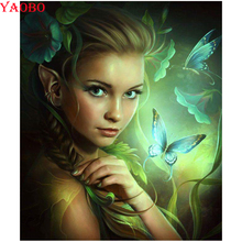 Faça você mesmo 5d completo quadrado/redondo pintura de diamante borboleta elfo bordado mosaico de diamante imagem de desenhos animados da menina decoração de strass 2024 - compre barato