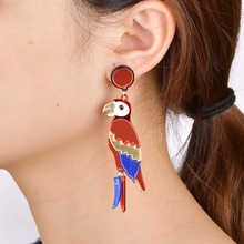 Behemian Punk Long Dangle Drop Colorful Parrot Earrings Fashion Acrylic Animal Cactus Earrings Duftgold Brinco Women Jewelry 2024 - buy cheap