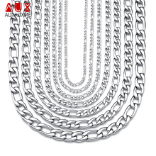 Auxauxme 50-70 Stainless Steel Figaro Chain Necklace For Women Men 3:1 Cuban Link Chain Necklace Punk Jewelry Color Never Fade 2024 - buy cheap