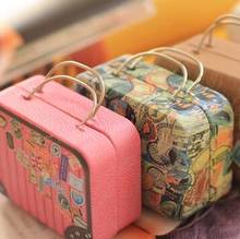 Retro suitcase creative storage tin bag / candy boxes / coin Iron gift box/wedding gift/pencil case 2024 - buy cheap