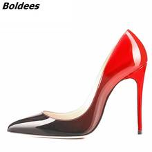 Fancy Women High Heels Wedding Shoes Black/Red Patent Leather Slip-on Pumps Sexy Pointed Toe Stiletto High Heel Dress Shoes 2024 - buy cheap