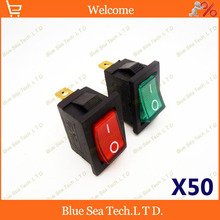 50 PCS 3 Pin LUMINATED Rocker Switch Red/Green button switch 10A/125VAC,6A /250VAC,21*15mm 2022 - buy cheap
