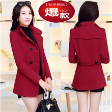 New winter Korean wild short paragraph woolen coat female Dongkuan Slim was thin lapel woolen coat Nizi 2024 - buy cheap