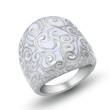 Top Fashion Stainless Steel White/Black Enamel Flower Rings For Women Romantic Cocktail Ring Ladies Jewelry Wholesale (A009-567) 2024 - купить недорого