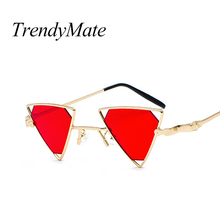 Vintage Punk Styles Women Triangle Sunglasses Fashion Men Hollow Out Red Lens Sun Glasses UV400 Designer Brand Eyewear 5256M 2024 - buy cheap