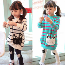 Girls Clothes Sets New Spring Autumn Kids Long Sleeve Stripe Shirt+Pants 2pcs Set Children Girls Clothing 4 5 6 7 8 9 10 Years 2024 - buy cheap