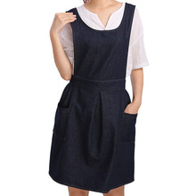 Dark Blue Denim Apron Barista Baker Waitress Chef Cafe Restaurant Catering Uniform Florist Home BBQ Cooking Housework Wear D22 2024 - buy cheap