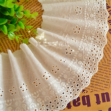 2019 100% Cotton Lace Embroidery Eyelet Flower Applique Lace Fabrics Diy Apparel Trims Scalloped 12cm 2024 - buy cheap