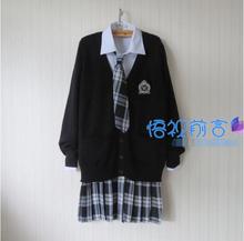 Uniforme escolar japonês estilo plus size jk, uniforme de escola preto, suéter, jaqueta, harajuku, uniforme escolar japonês, suéter + camisa + gravata + saia 2024 - compre barato