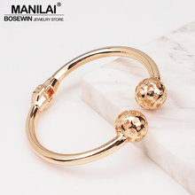 MANILAI-brazaletes de aleación de Metal para mujer, brazaletes con estilo geométrico, joyería de moda, bola hueca 2024 - compra barato