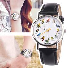 Top Brand Luxury Watches Women Flower Bird Silver Dial Leather Creative Dress Wristwatch Casual Women Ladies Quartz Watch Clock 2024 - buy cheap