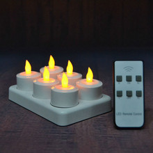 Juego de velas LED con control remoto, luz de té recargable parpadeante, sin cera, decoración de fiesta de boda y Navidad, ámbar, 6 unidades 2024 - compra barato