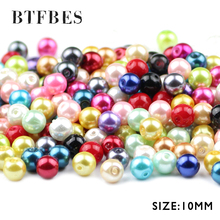 BTFBES 50pcs Earring Pendant Candy Colorful Glass beads 10mm Round Ball Loose beads for Jewelry bracelet making DIY accessories 2024 - buy cheap