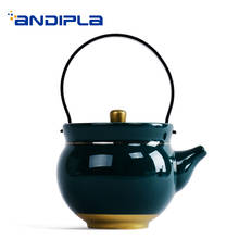 240ML Jingdezhen Dark Green Ceramic Porcelain Teapot Gold Border Pu'er Pot Chinese Kung Fu Tea Set Handgrip Water Kettle No Boil 2024 - buy cheap